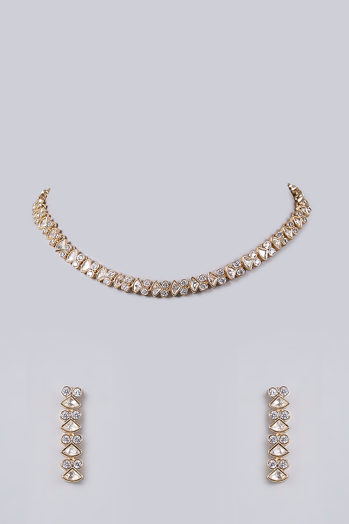 Gold Plated Kundan Polki & Pearl Pendant Necklace Set by Minaki at Pernia's Pop Up Shop