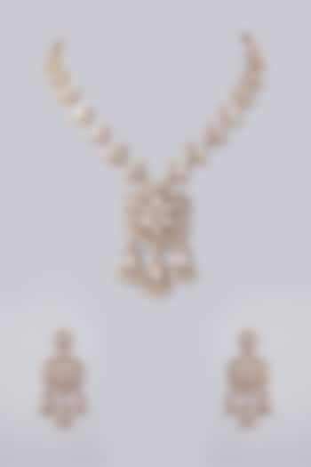 Gold Plated Kundan Polki & Crystal Necklace Set by Minaki at Pernia's Pop Up Shop