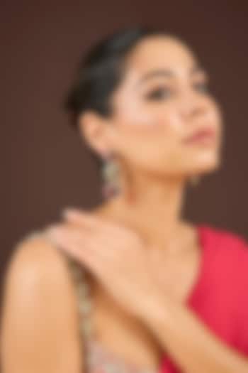 Antique Gold Finish Crystal & Red Stone Panther Earrings by Minaki at Pernia's Pop Up Shop