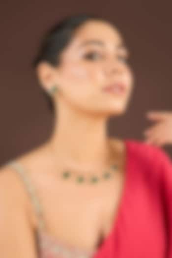 Gold Plated Kundan Polki & Emerald Stone Necklace Set by Minaki at Pernia's Pop Up Shop