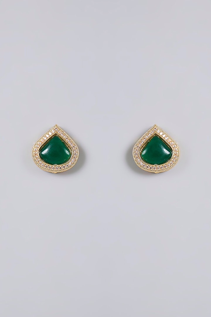 Gold Plated Kundan Polki & Emerald Stone Necklace Set by Minaki at Pernia's Pop Up Shop