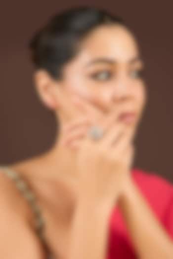 Gold Plated Kundan Polki & Crystal Ring by Minaki at Pernia's Pop Up Shop