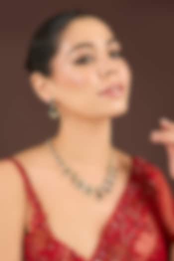 Gold Plated Diamond & Emerald Cubic Zirconia Necklace Set by Minaki at Pernia's Pop Up Shop