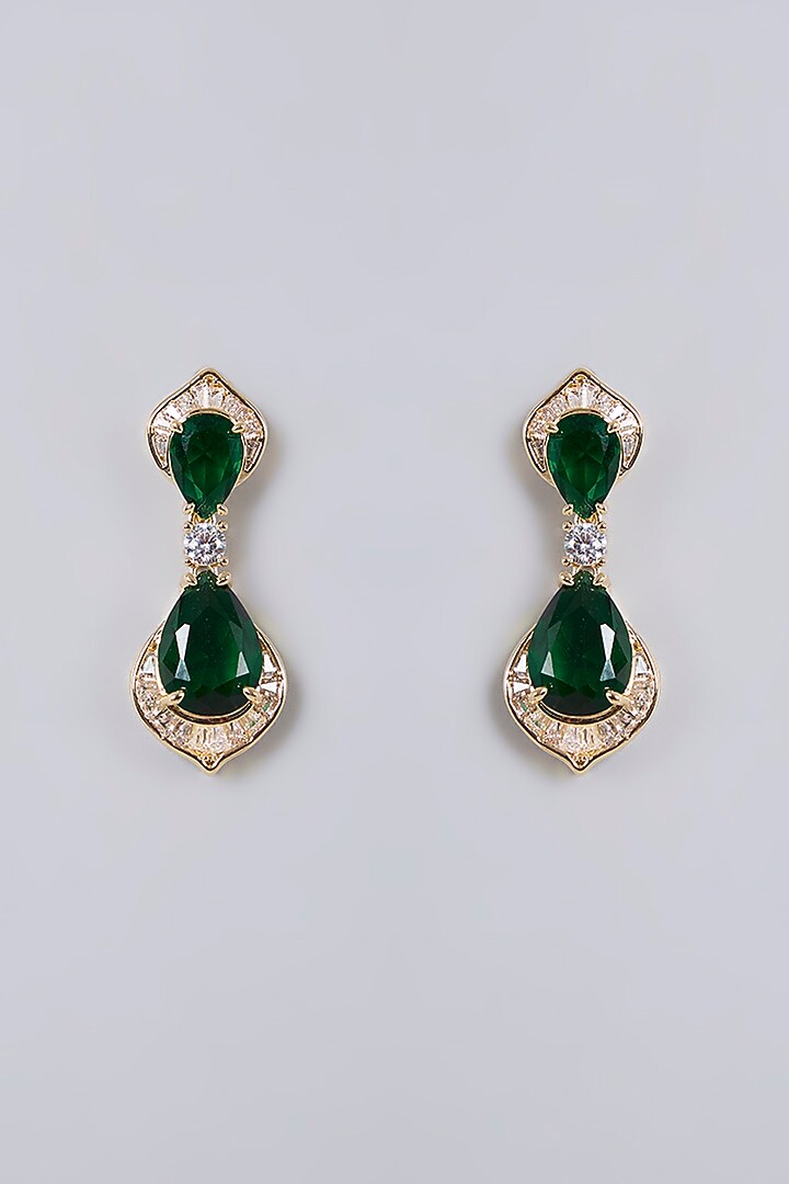 Gold Plated Diamond & Emerald Cubic Zirconia Necklace Set by Minaki at Pernia's Pop Up Shop