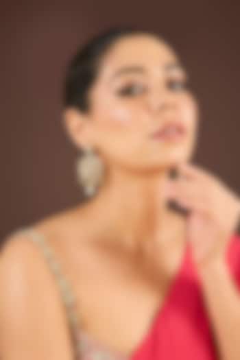 Gold Plated Kundan Polki & Green Stone Dangler Earrings by Minaki at Pernia's Pop Up Shop