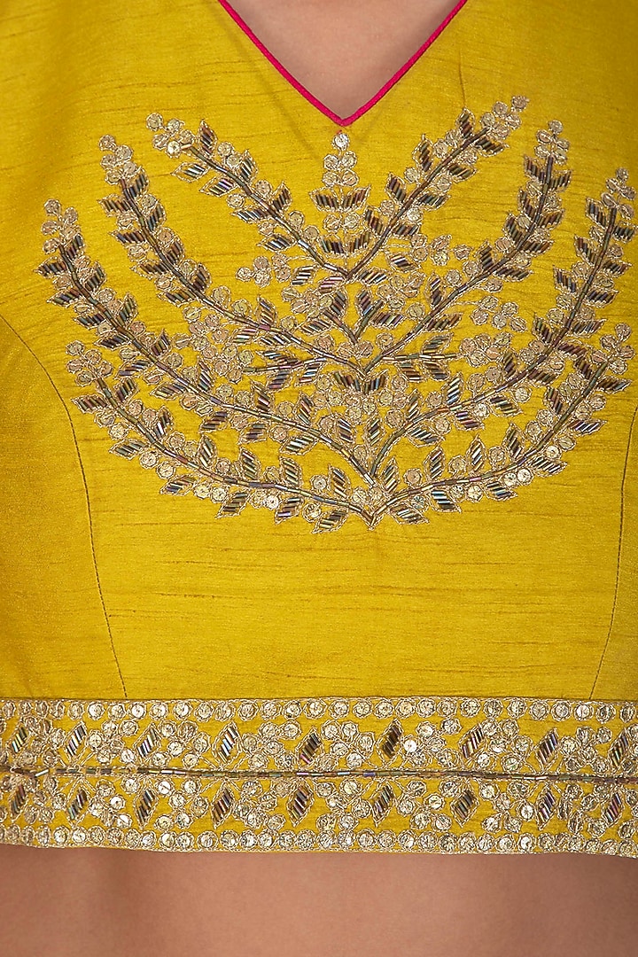 Mustard Chinon Chiffon Pre-Stitched Draped Party Wear Saree Set by Mint Blush at Pernia's Pop Up Shop