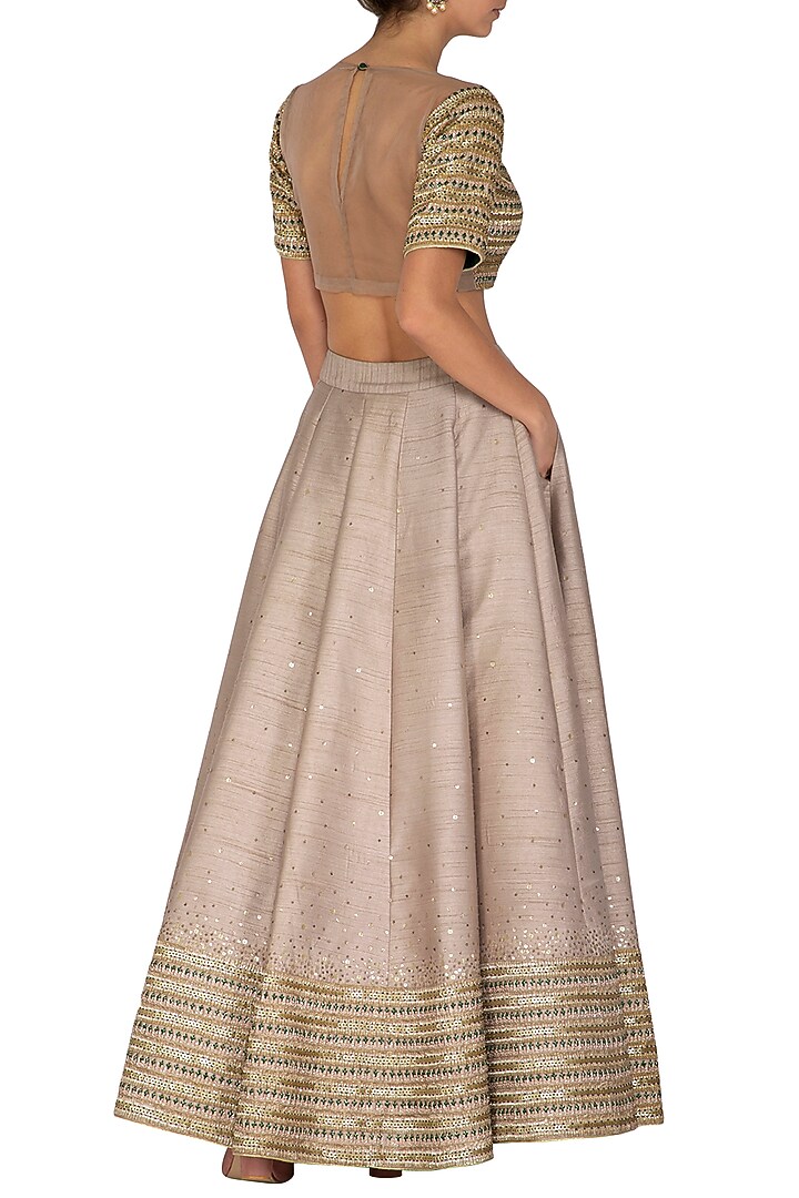 Grey Embroidered Wedding Lehenga Set by Mint Blush at Pernia's Pop Up Shop