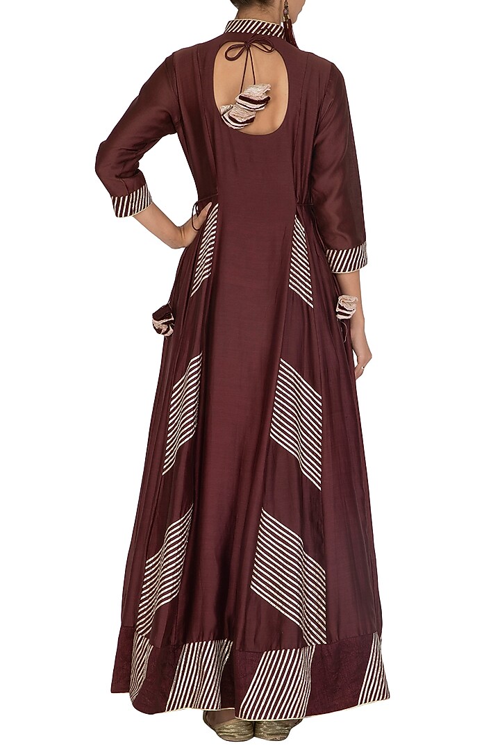 Wine & Peach Wedding Anarkali Set by Mint Blush at Pernia's Pop Up Shop