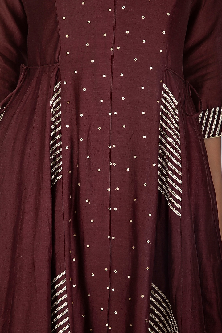 Wine & Peach Wedding Anarkali Set by Mint Blush at Pernia's Pop Up Shop