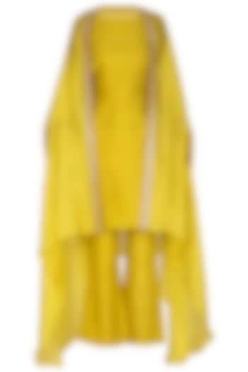Deep Yellow Embroidered Kurta Set by Mint Blush