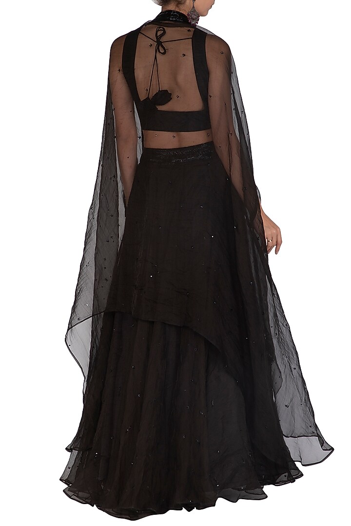Black Embroidered Wedding Lehenga Set by Mint Blush at Pernia's Pop Up Shop