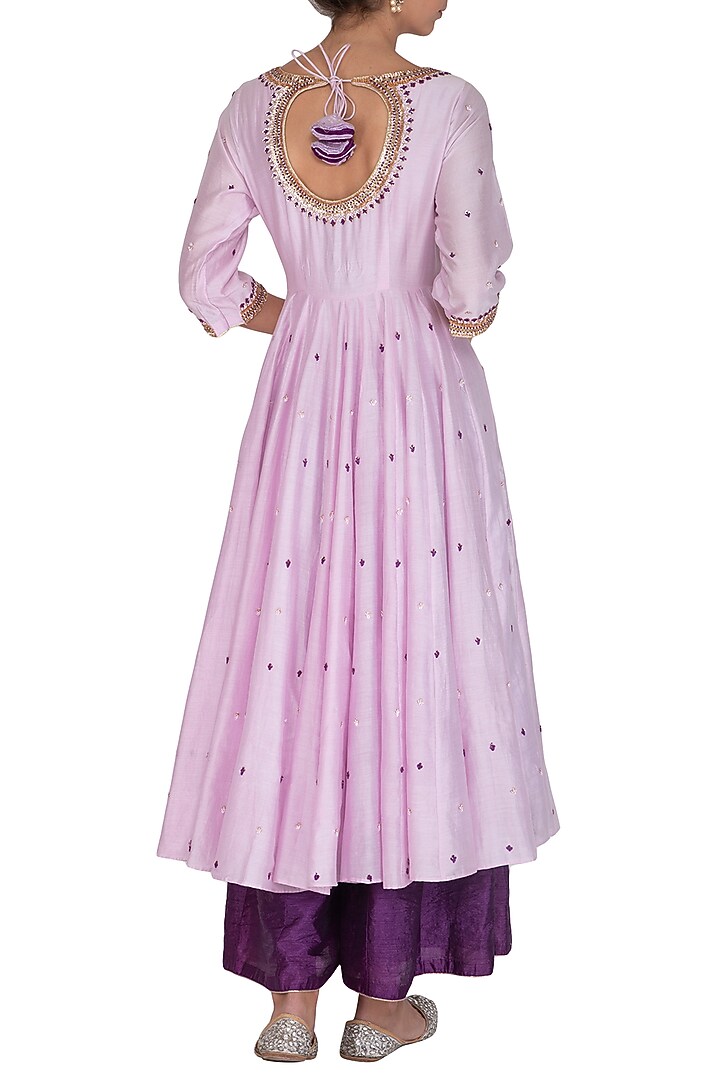 Purple Embroidered Wedding Anarkali Set by Mint Blush at Pernia's Pop Up Shop