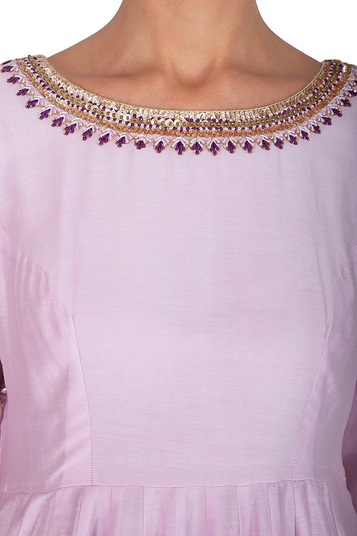 Purple Embroidered Wedding Anarkali Set by Mint Blush at Pernia's Pop Up Shop