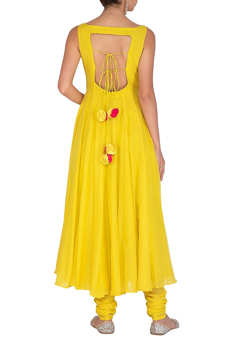 Yellow Wedding Anarkali Set WIth Embroidered Dupatta by Mint Blush at Pernia's Pop Up Shop