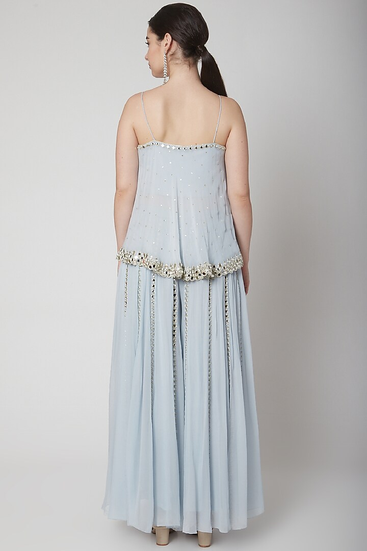 Powder Blue Embroidered Top & Pants by Mint Blush at Pernia's Pop Up Shop