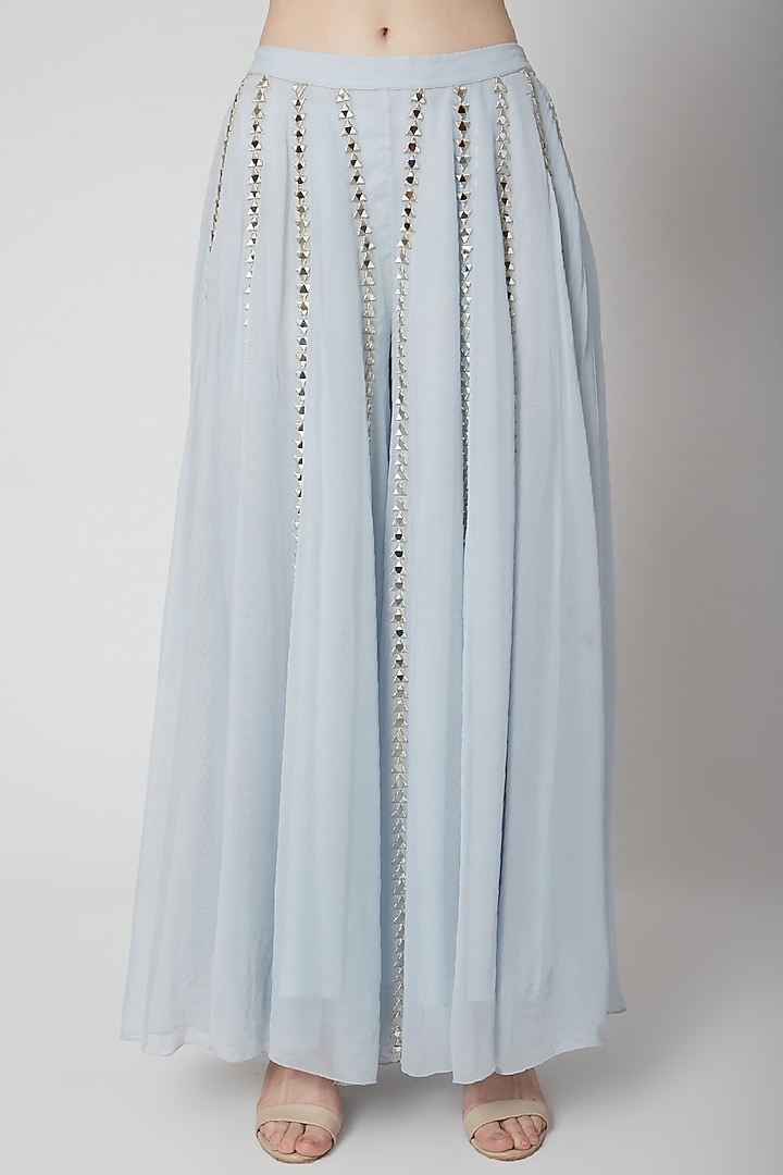 Powder Blue Embroidered Top & Pants by Mint Blush at Pernia's Pop Up Shop