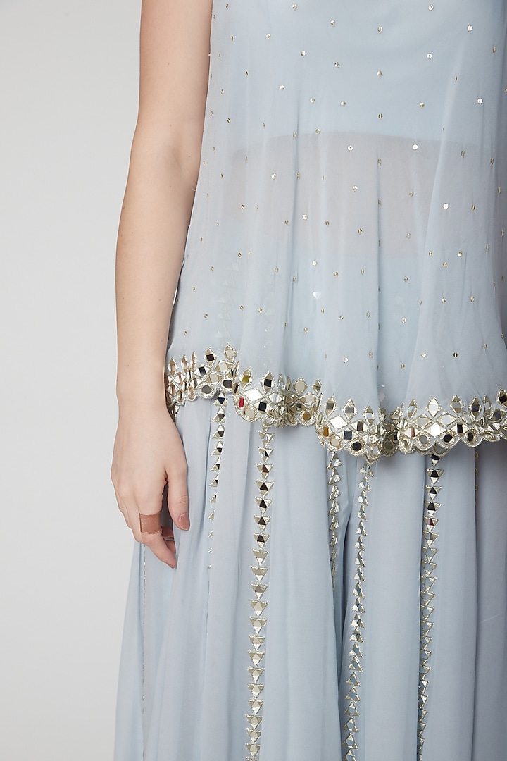Powder Blue Embroidered Top & Pants by Mint Blush at Pernia's Pop Up Shop