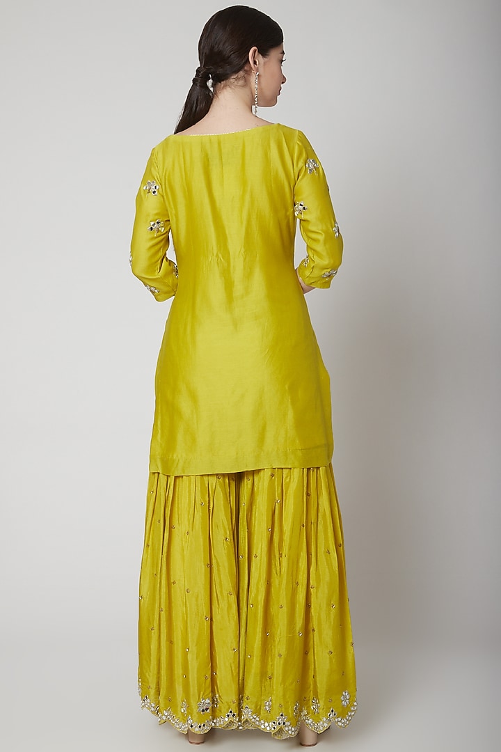 Bright Green & Pink Embroidered Wedding Sharara Set by Mint Blush at Pernia's Pop Up Shop