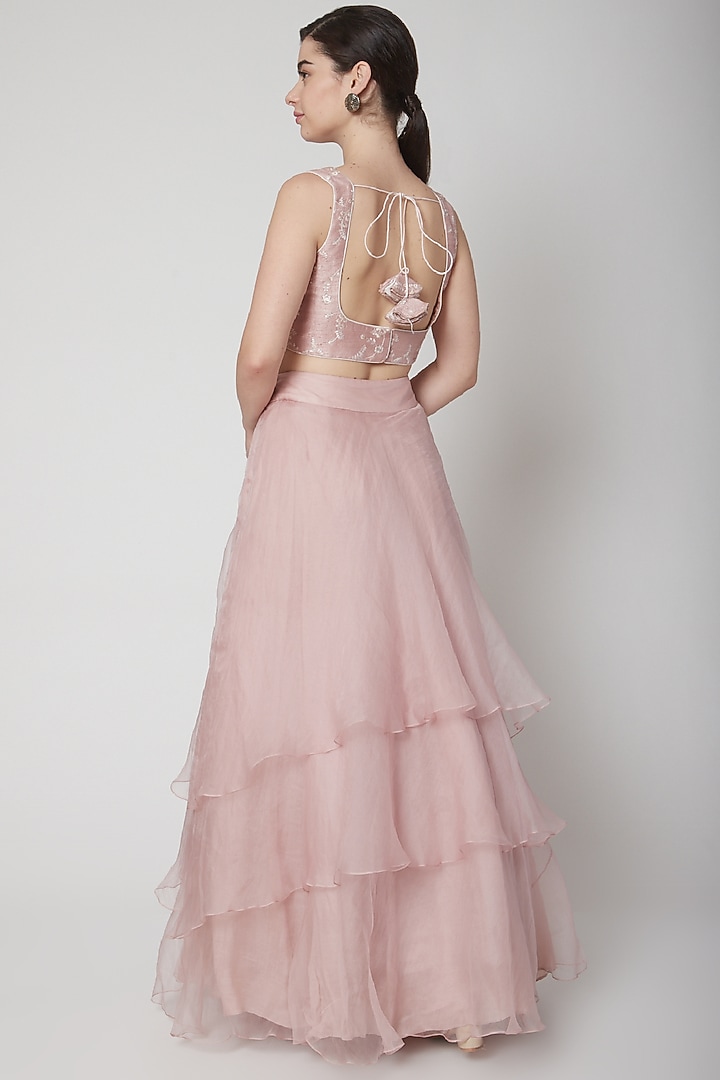 Rose Gold Pink Embroidered Skirt Set by Mint Blush at Pernia's Pop Up Shop