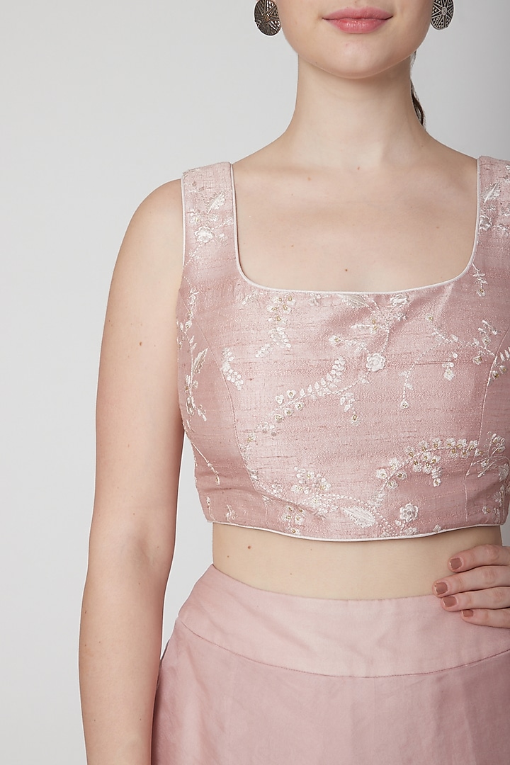 Rose Gold Pink Embroidered Skirt Set by Mint Blush at Pernia's Pop Up Shop
