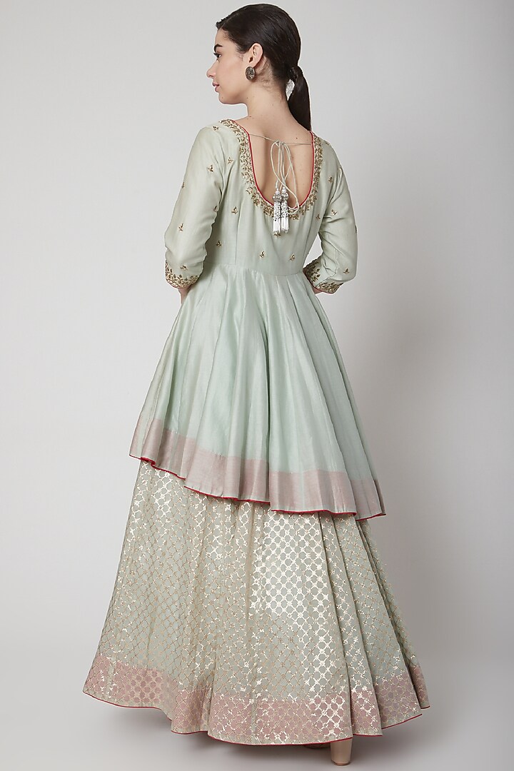 Mint Green Embroidered Wedding Lehenga Set by Mint Blush at Pernia's Pop Up Shop