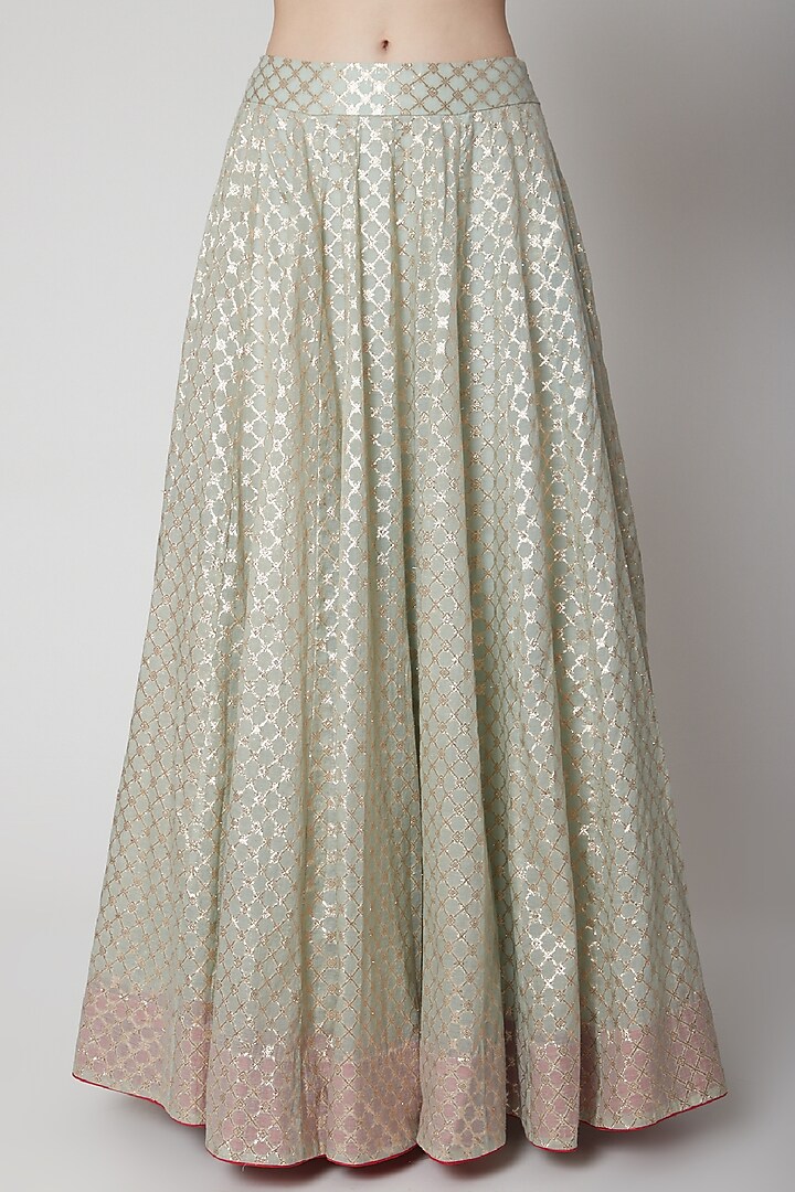 Mint Green Embroidered Wedding Lehenga Set by Mint Blush at Pernia's Pop Up Shop