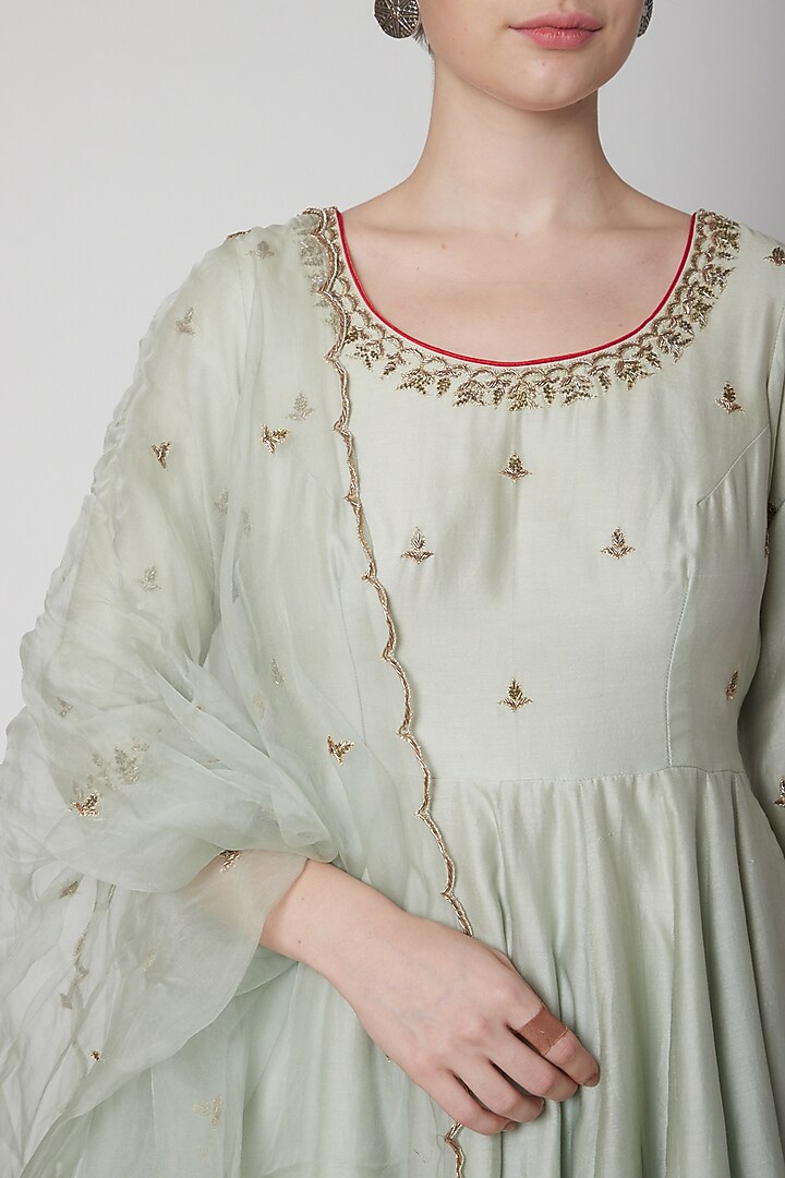 Mint Green Embroidered Wedding Lehenga Set by Mint Blush at Pernia's Pop Up Shop