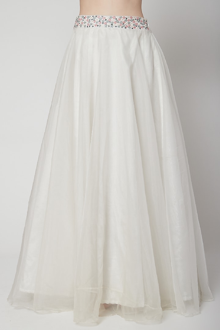 White Embroidered Cape & Skirt Set by Mint Blush at Pernia's Pop Up Shop