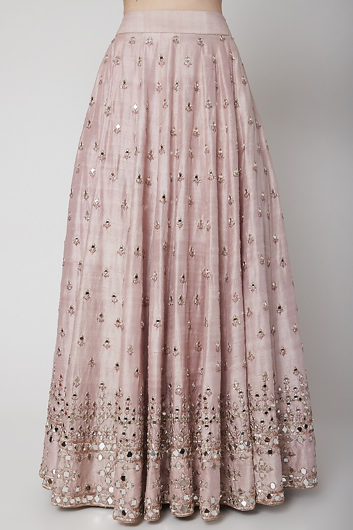 Rose Gold Pink Embroidered Wedding Lehenga Set by Mint Blush at Pernia's Pop Up Shop