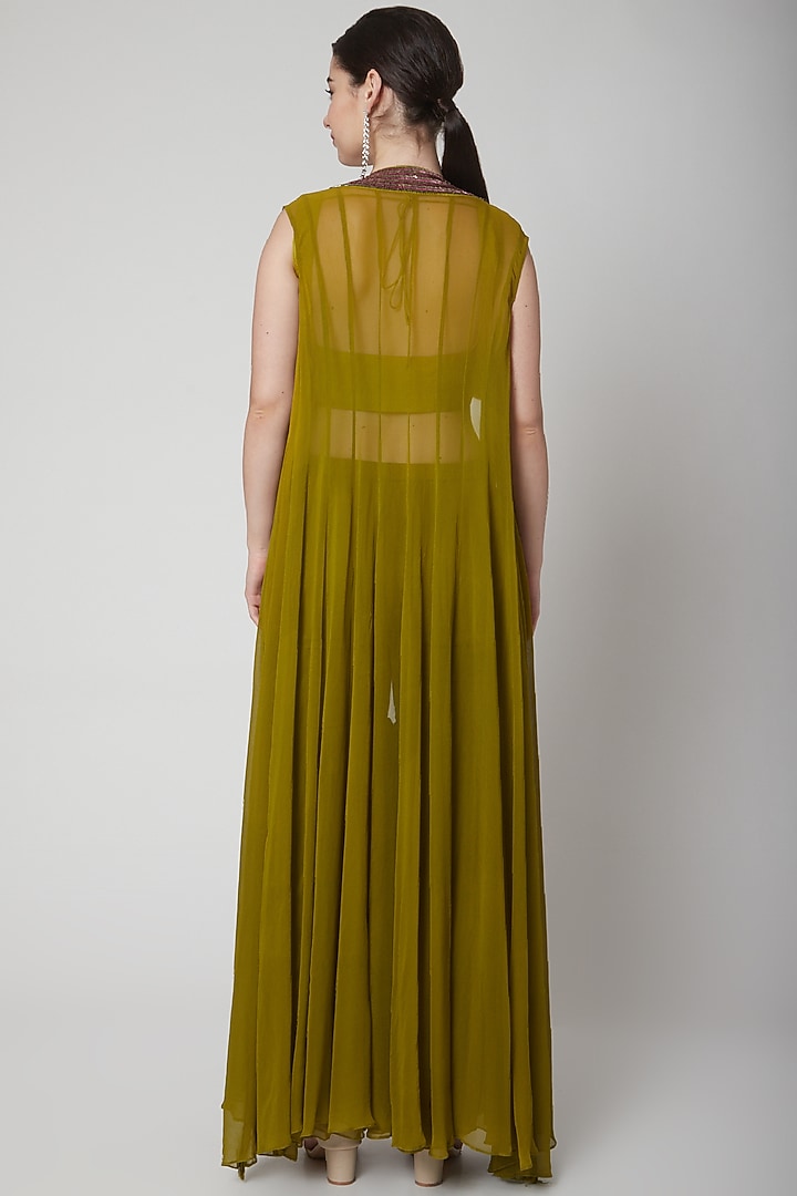 Deep Green Embroidered Wedding Sharara Set by Mint Blush at Pernia's Pop Up Shop