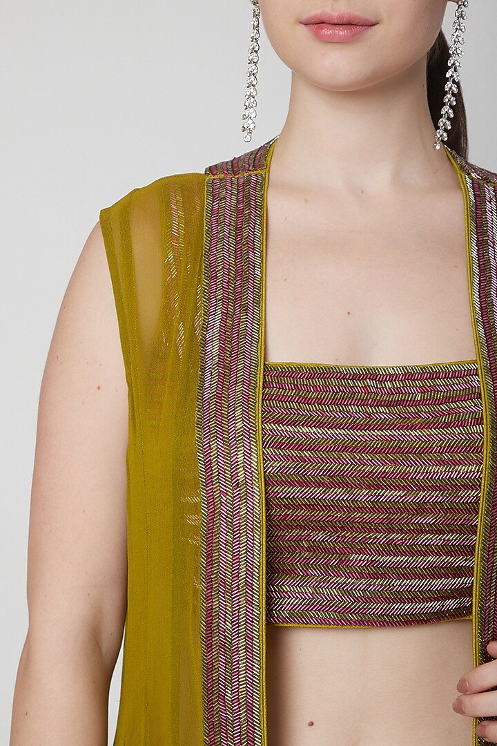 Deep Green Embroidered Wedding Sharara Set by Mint Blush at Pernia's Pop Up Shop