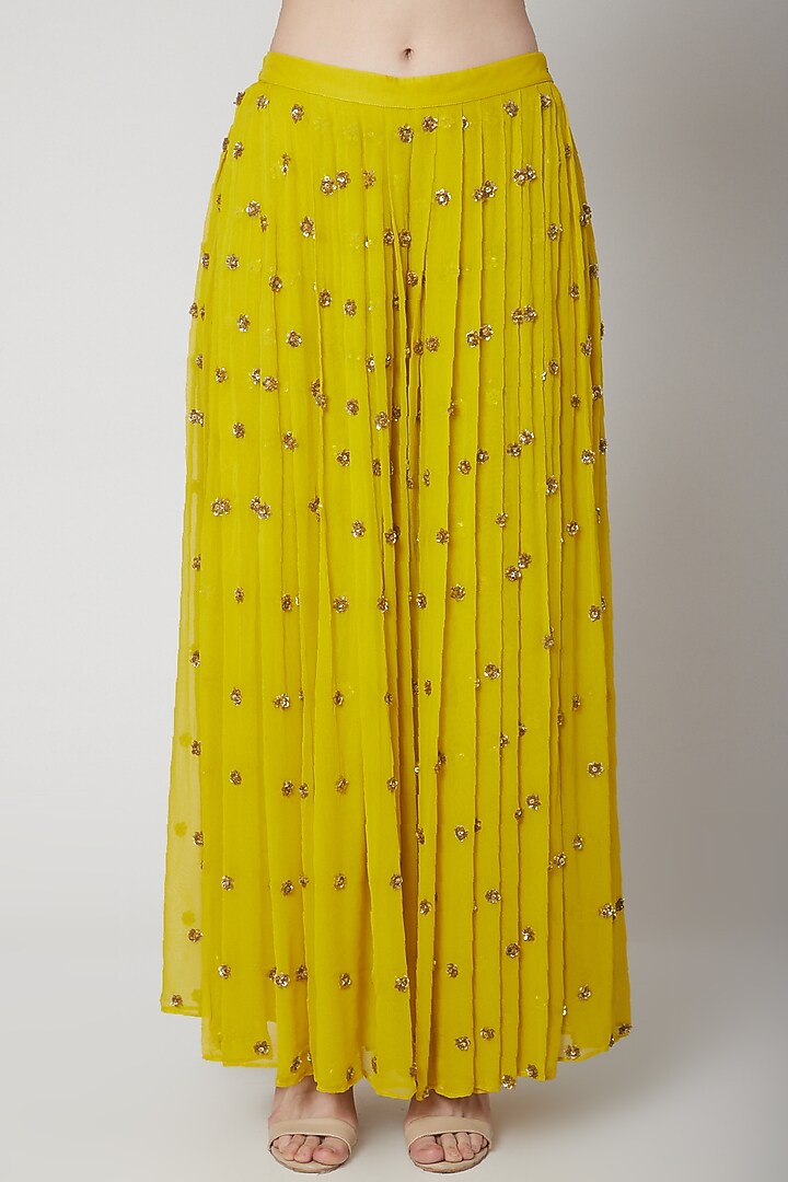 Deep Yellow Embroidered Kurta Set by Mint Blush at Pernia's Pop Up Shop