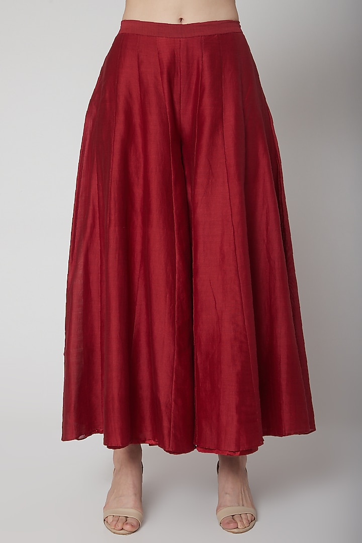Deep Red Embroidered Cape Set by Mint Blush at Pernia's Pop Up Shop