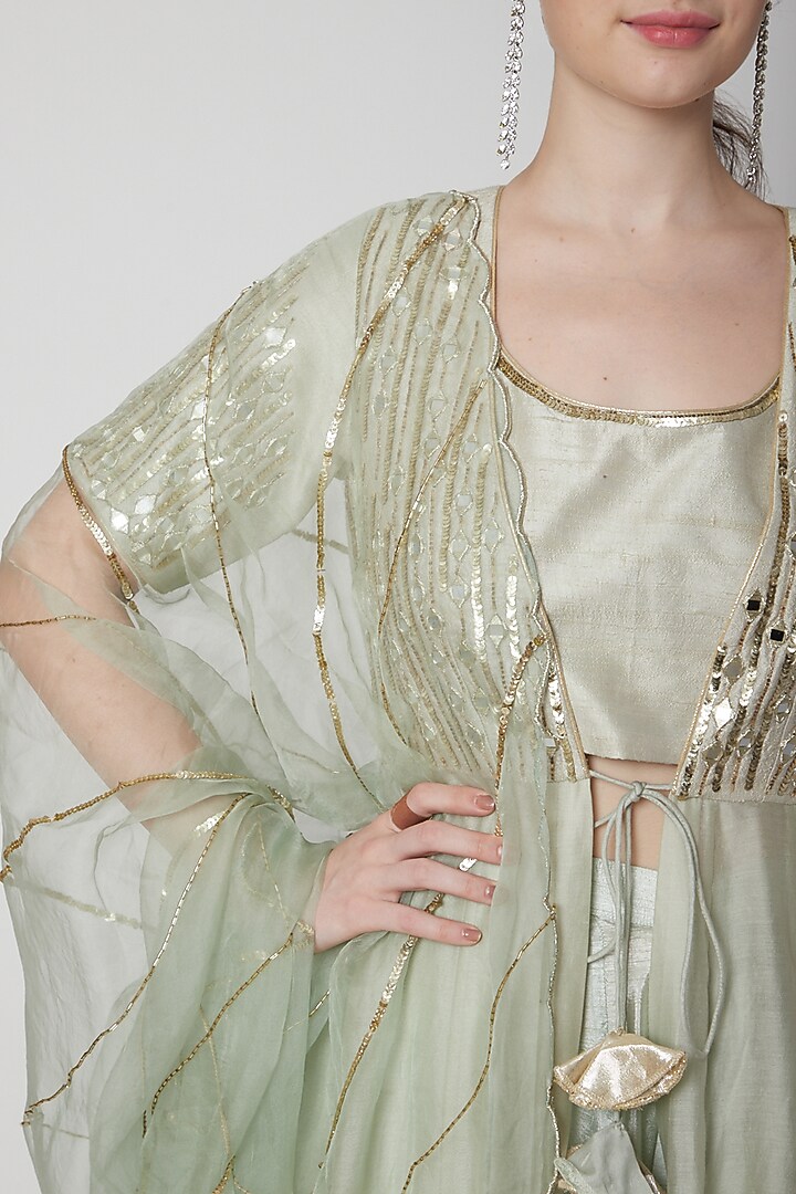 Mint Green Embroidered Kurta Set by Mint Blush at Pernia's Pop Up Shop