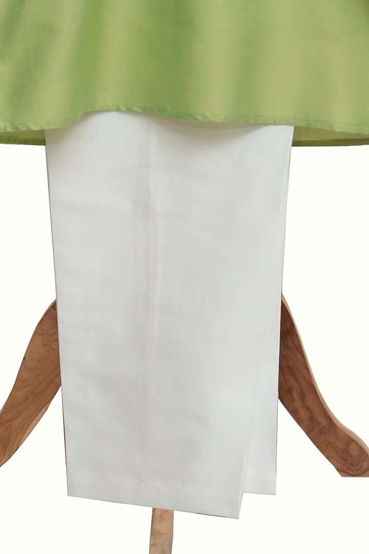 Green Chanderi Silk Kurta Set For Boys by MINIME ORGANICS at Pernia's Pop Up Shop