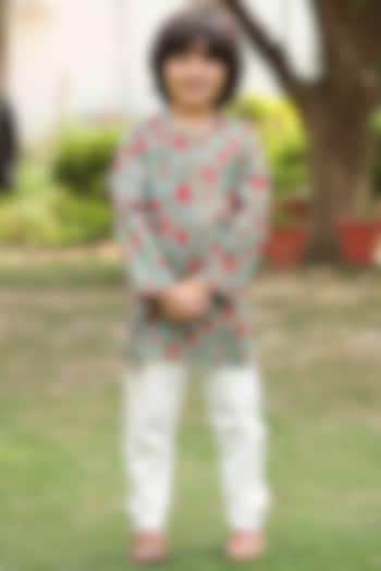 Green Cotton Printed Kurta Set For Boys by MINIME ORGANICS at Pernia's Pop Up Shop