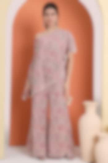 Pink Georgette Embroidered Palazzo Pant Set For Girls by MINIME ORGANICS at Pernia's Pop Up Shop