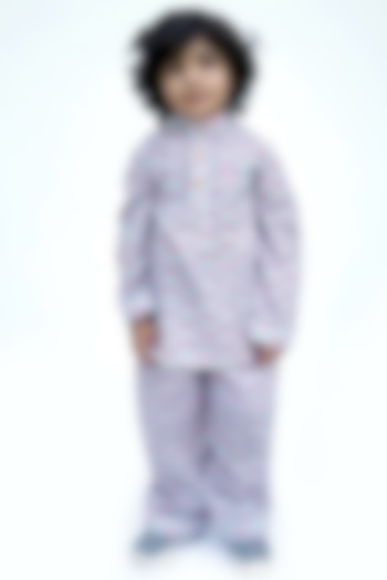Grey Scooter Block Printed Night Suit For Boys by MINIME ORGANICS at Pernia's Pop Up Shop