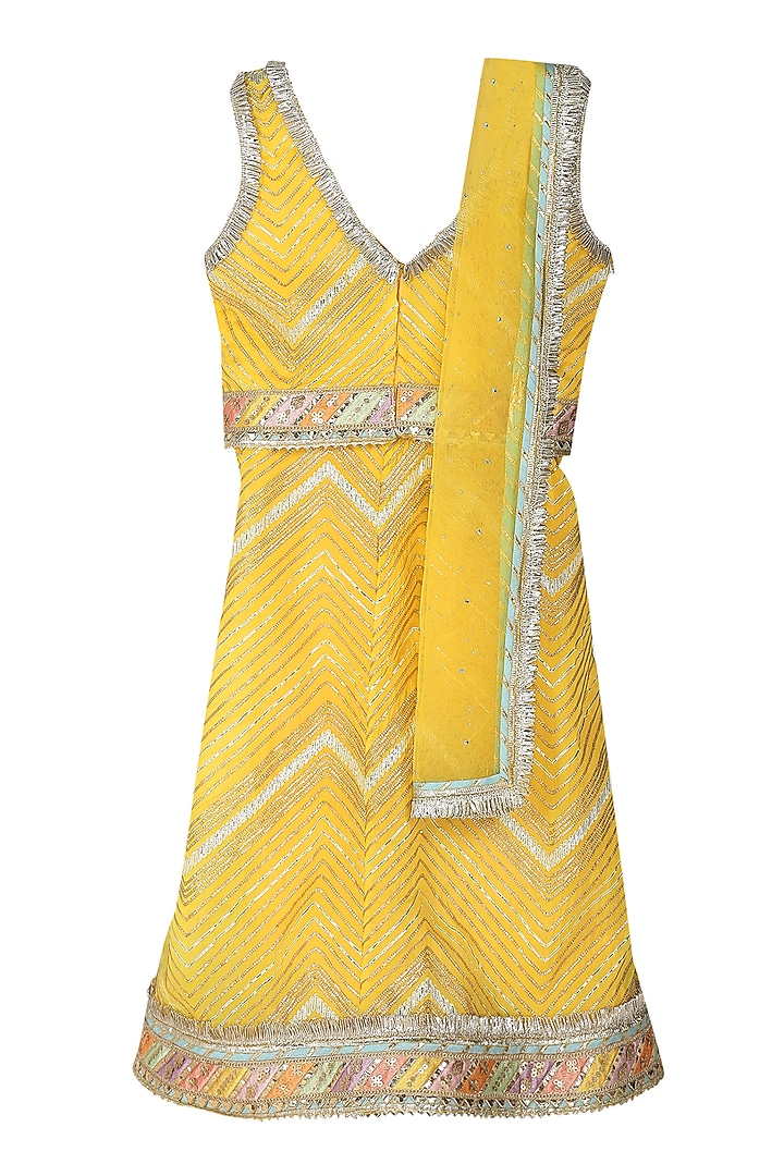 Light Yellow Cotton Shantoon Lehenga Set For Girls by MINIME ORGANICS at Pernia's Pop Up Shop