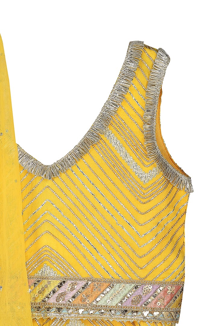 Light Yellow Cotton Shantoon Lehenga Set For Girls by MINIME ORGANICS at Pernia's Pop Up Shop