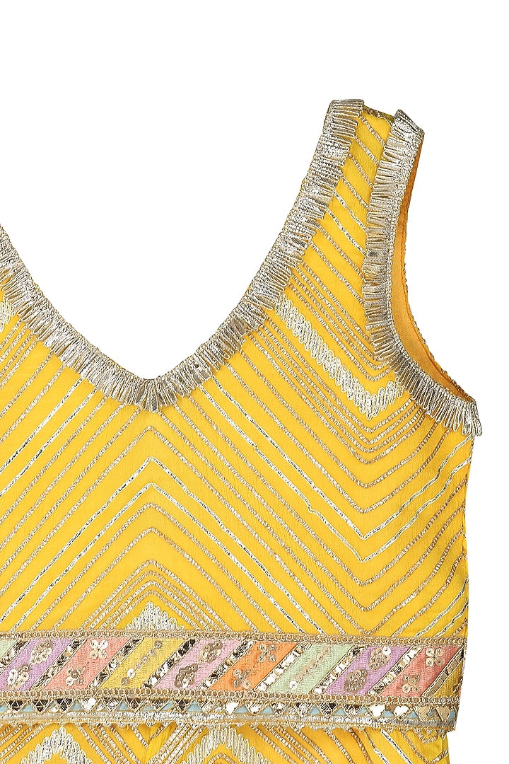 Light Yellow Cotton Shantoon Lehenga Set For Girls by MINIME ORGANICS at Pernia's Pop Up Shop