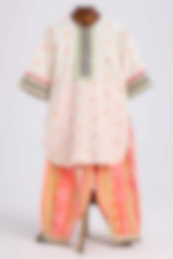 Off-White Cotton Printed Kurta Set For Girls by MINIME ORGANICS at Pernia's Pop Up Shop
