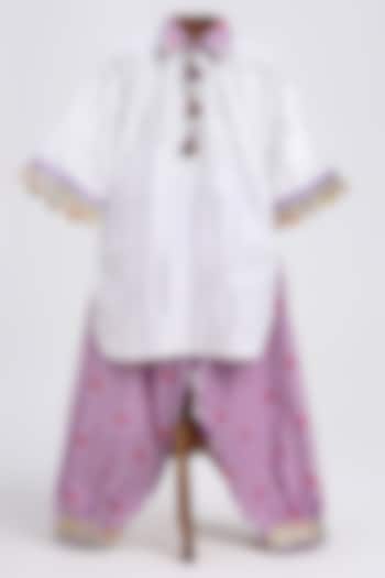 White Cotton Printed Kurta Set For Girls by MINIME ORGANICS at Pernia's Pop Up Shop