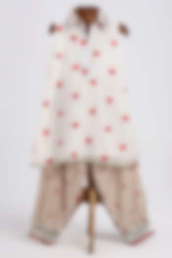 Off-White Cotton Printed Kurta Set For Girls by MINIME ORGANICS at Pernia's Pop Up Shop