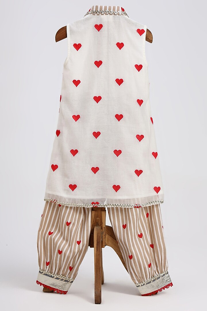 Off-White Cotton Printed Kurta Set For Girls by MINIME ORGANICS at Pernia's Pop Up Shop