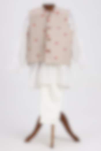 White Cotton Printed Jacket Set For Boys by MINIME ORGANICS at Pernia's Pop Up Shop