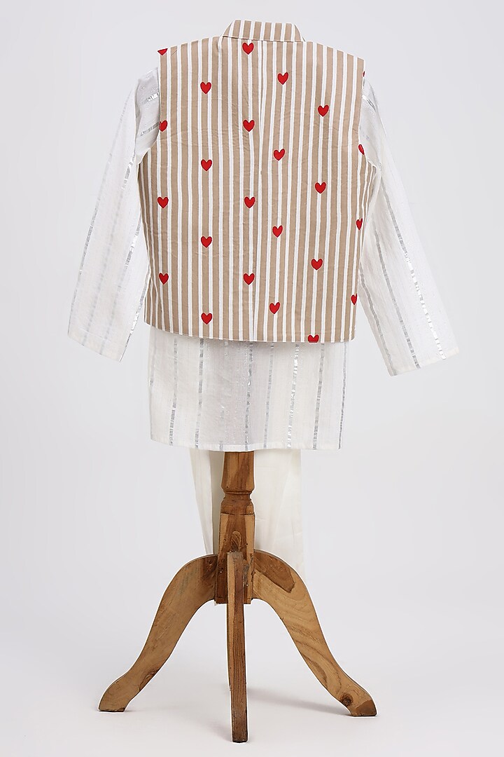 White Cotton Printed Jacket Set For Boys by MINIME ORGANICS at Pernia's Pop Up Shop
