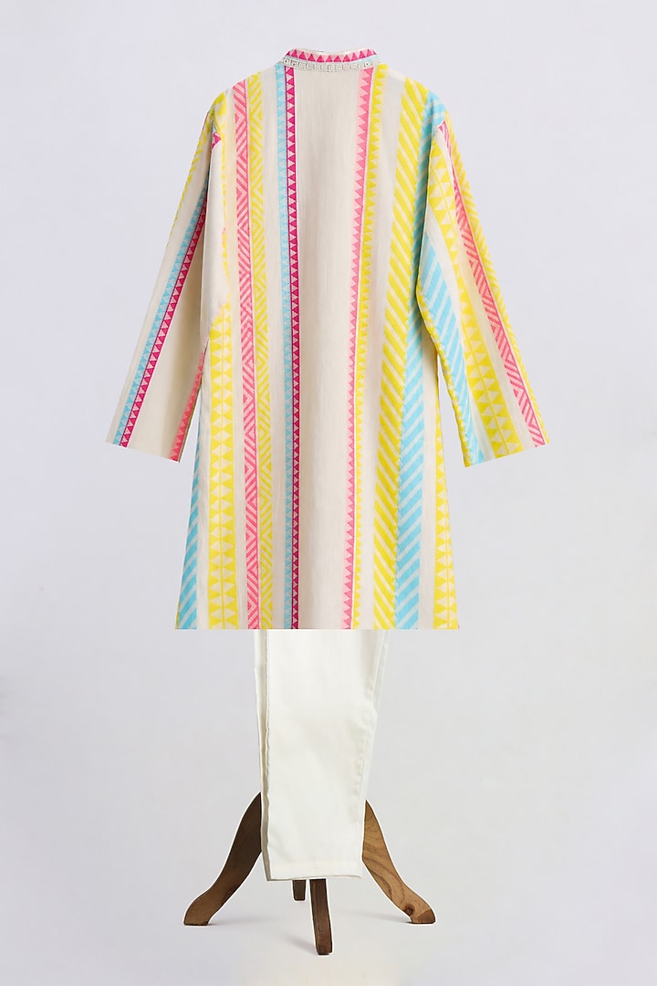 Neon Cotton Embroidered Kurta Set For Boys by MINIME ORGANICS at Pernia's Pop Up Shop