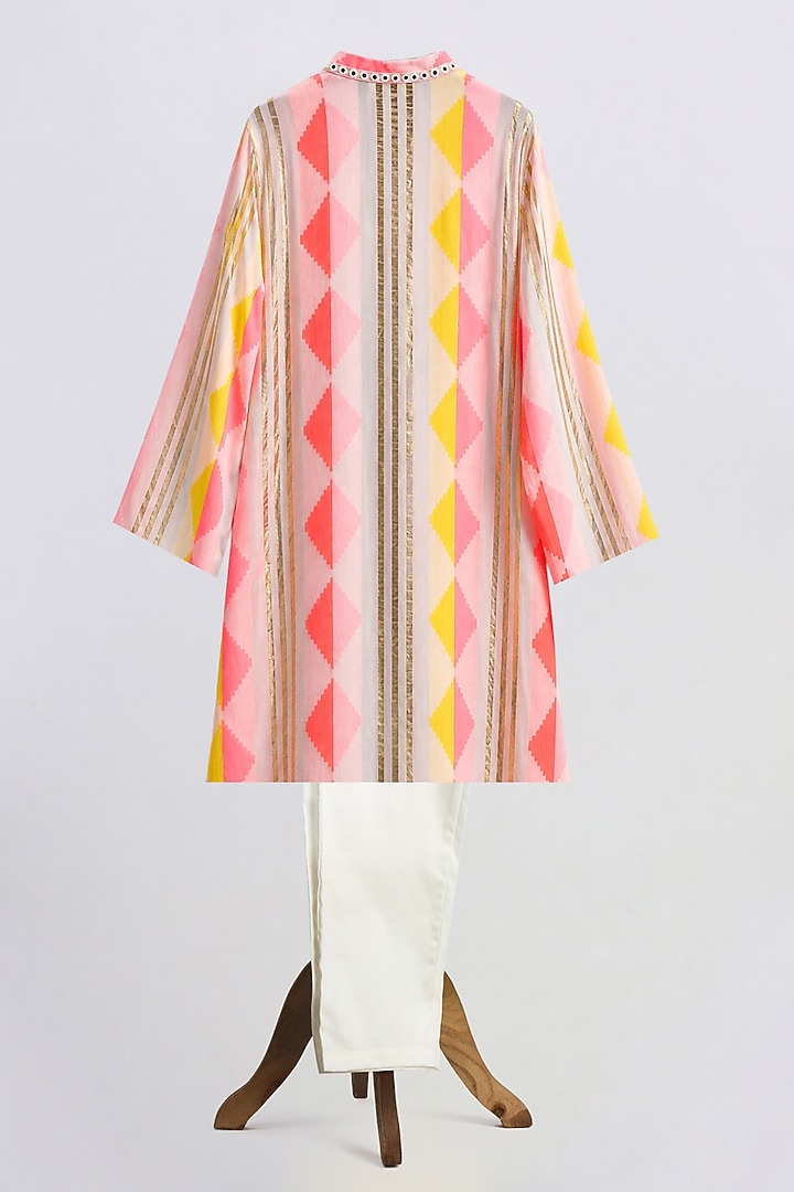 Neon Cotton Embroidered Kurta Set For Boys by MINIME ORGANICS at Pernia's Pop Up Shop