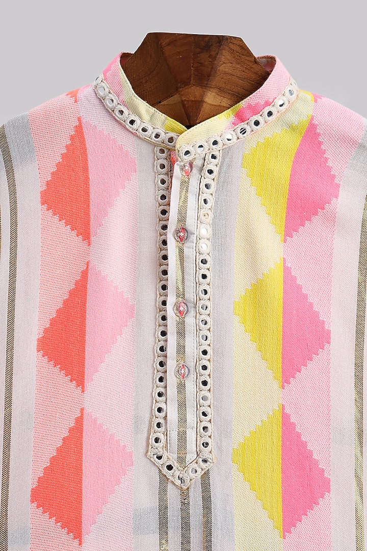 Neon Cotton Embroidered Kurta Set For Boys by MINIME ORGANICS at Pernia's Pop Up Shop